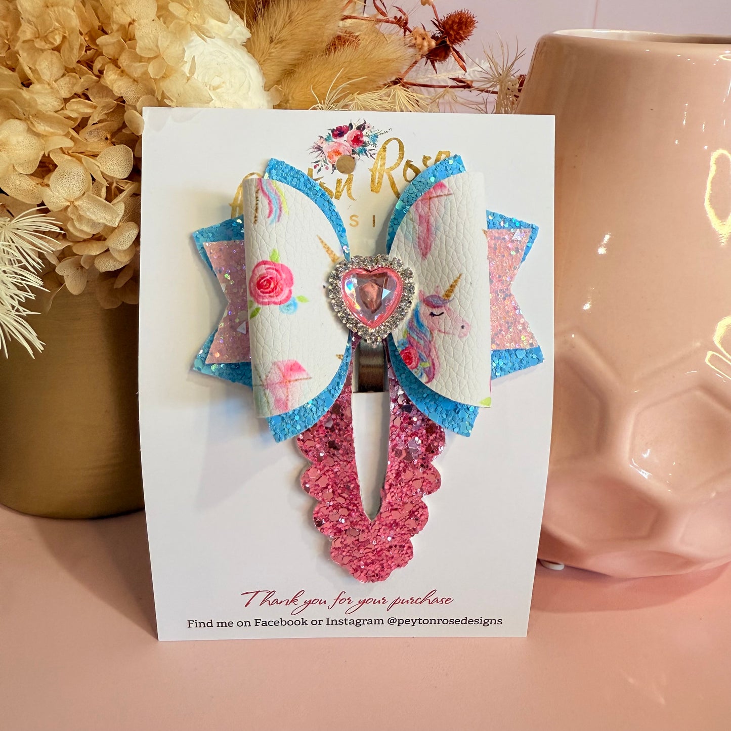 Snap Clip Bow - Unicorn