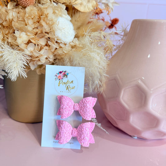 Betty Bows - Pink Glitter Piggy Tail Clips