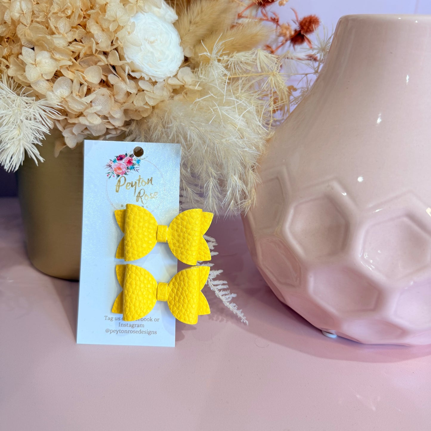 Betty Bows - Yellow litchi Piggy Tail Clips