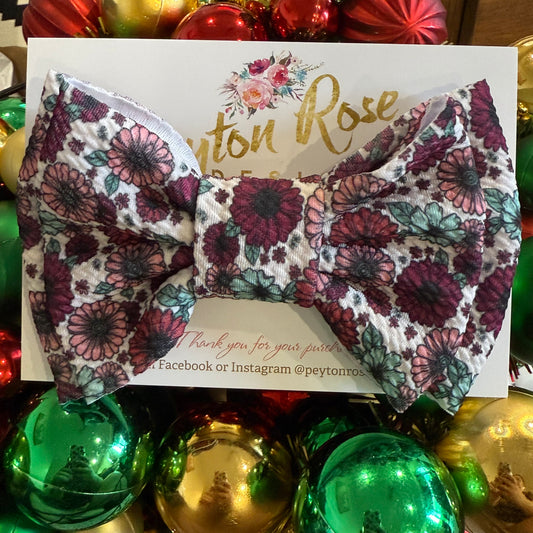 Rosie Fabric Bow - Christmas floral