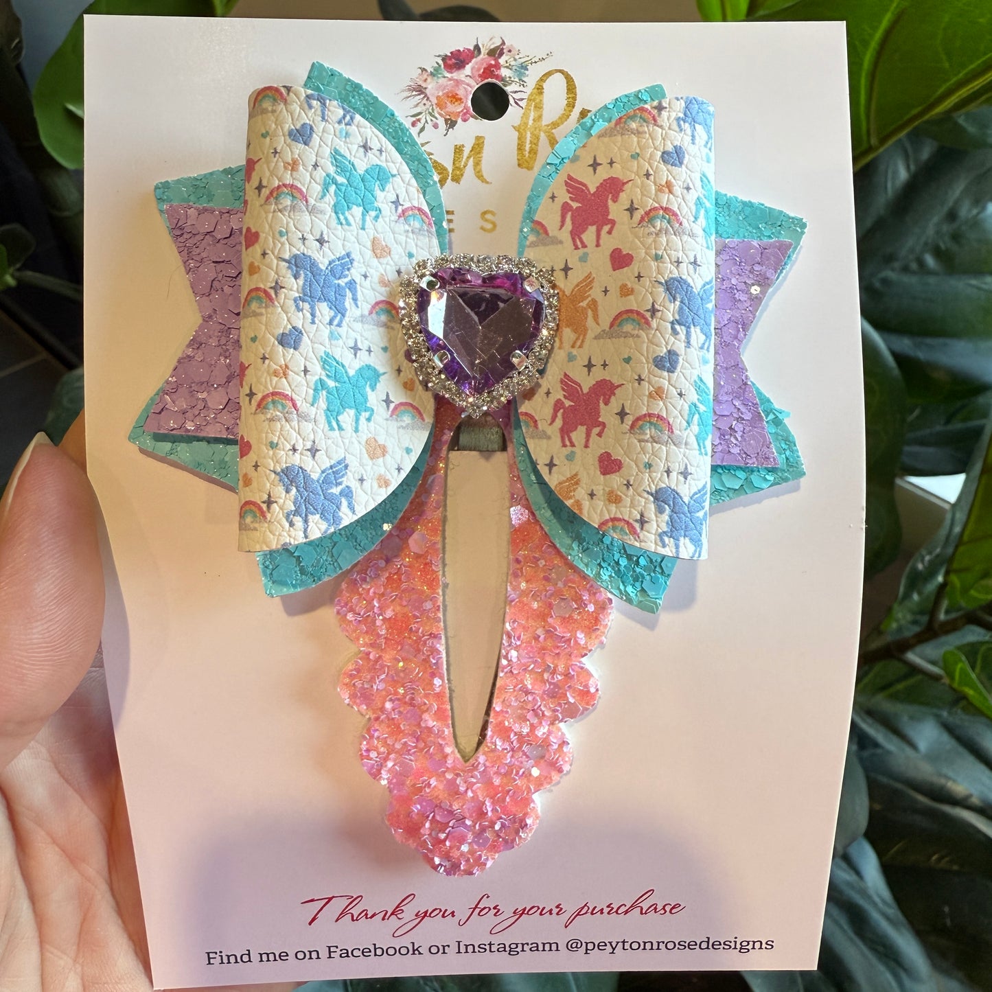 Snap Clip Bow - Unicorns