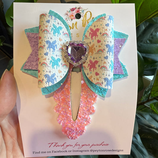 Snap Clip Bow - Unicorns