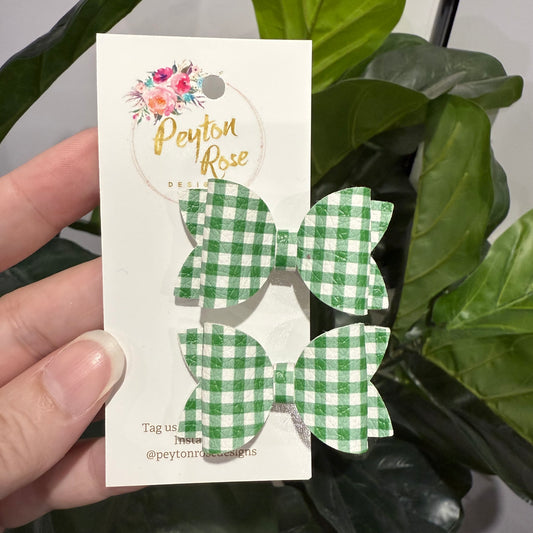 Betty Bows - Gingham Green