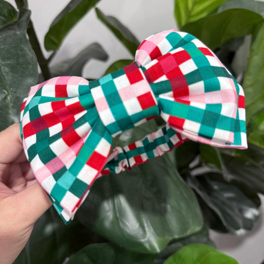 Christmas Headband - Christmas Gingham