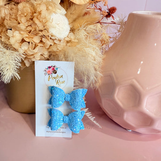 Betty Bows - Blue Glitter Piggy Tail Clips