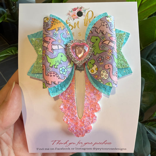 Snap Clip Bow - Dinosaurs