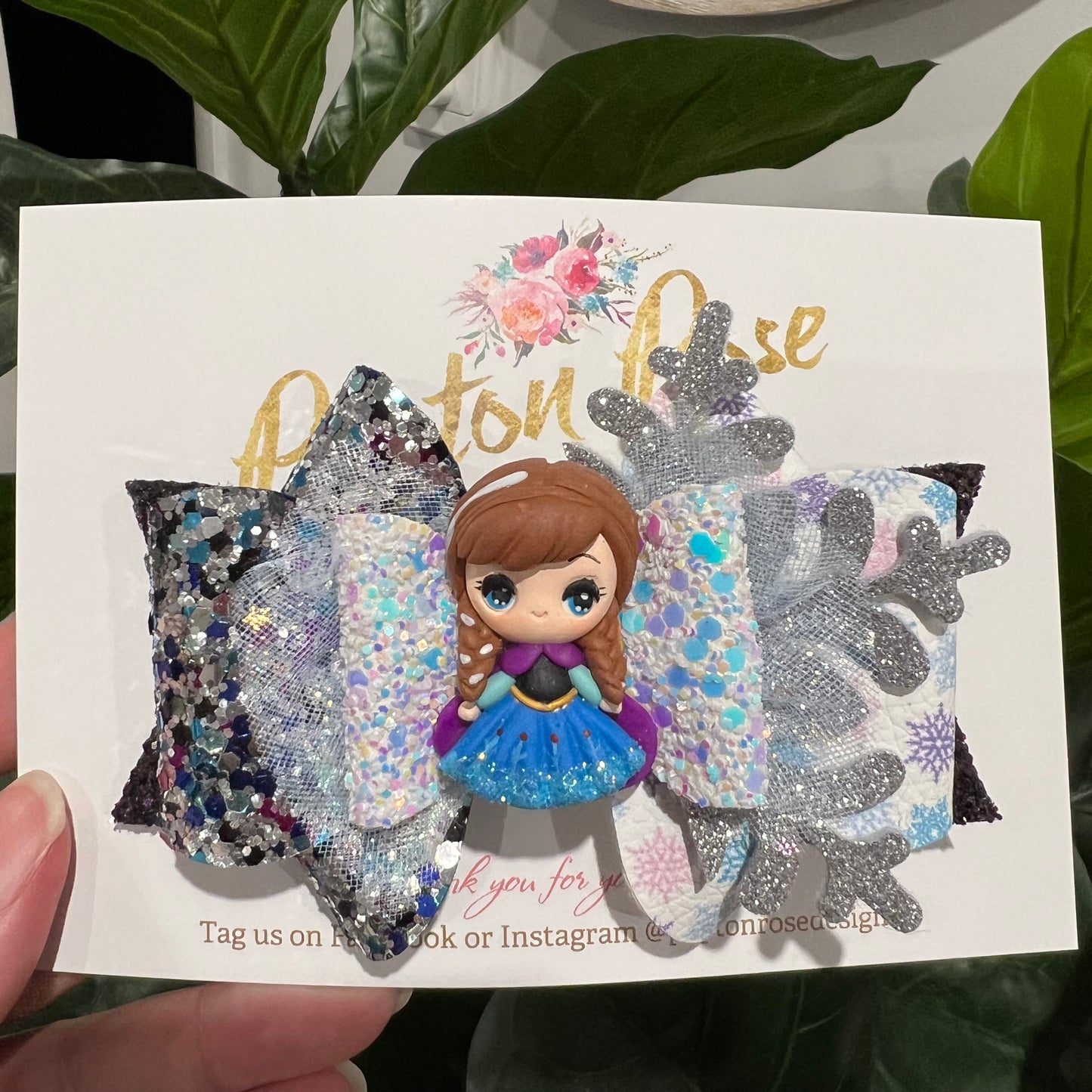 Deluxe Princess Bow - Purple Snow Queen themed