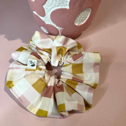 Scrunchie - Gingham Pink, Mustard, White