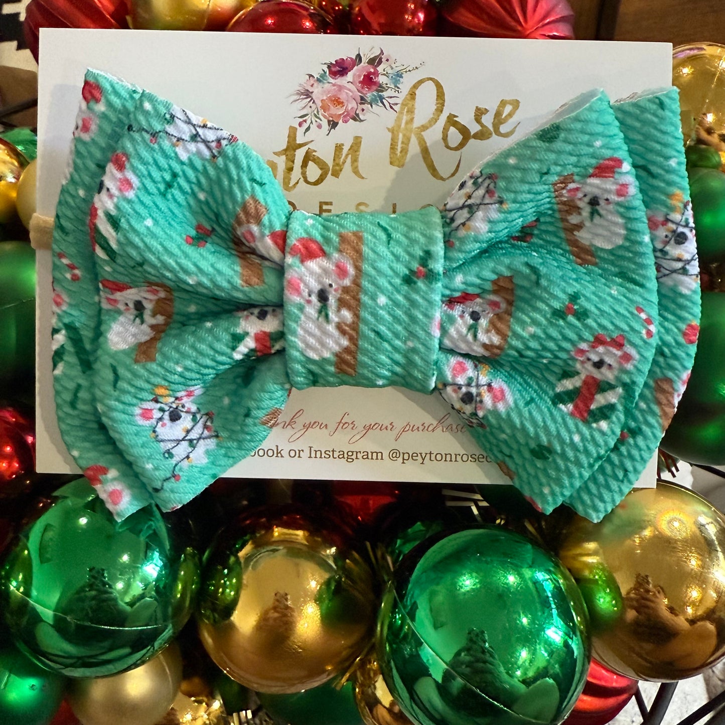 Rosie Fabric Bow - Xmas Koalas