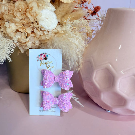 Betty Bows - Lilac Glitter Piggy Tail Clips
