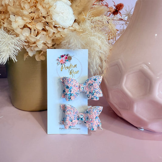 Betty Bows - Blue Disco Glitter Piggy Tail Clips