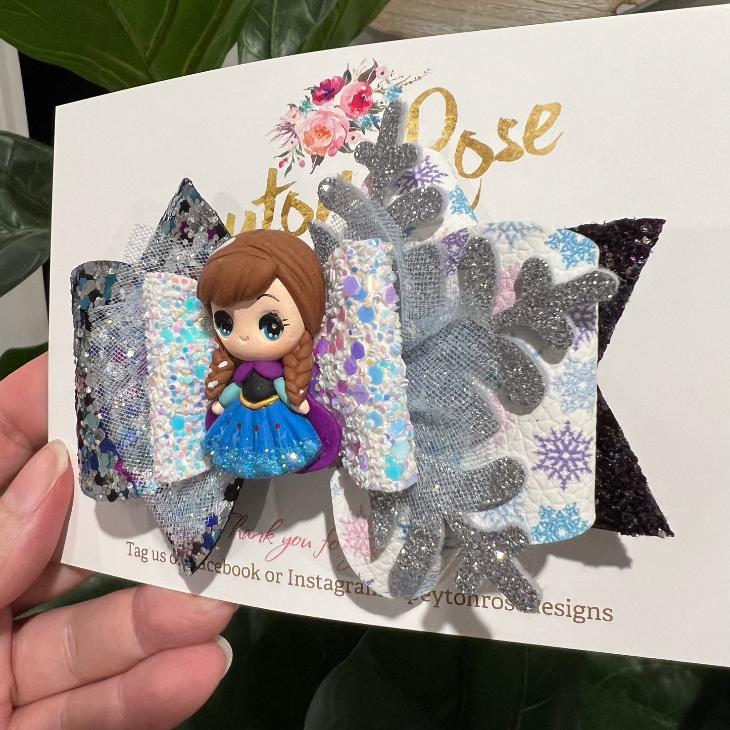 Deluxe Princess Bow - Purple Snow Queen themed
