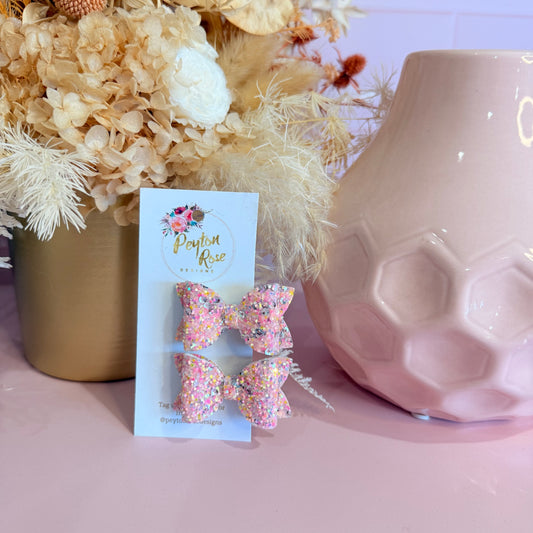Betty Bows - Pink Disco Glitter Piggy Tail Clips