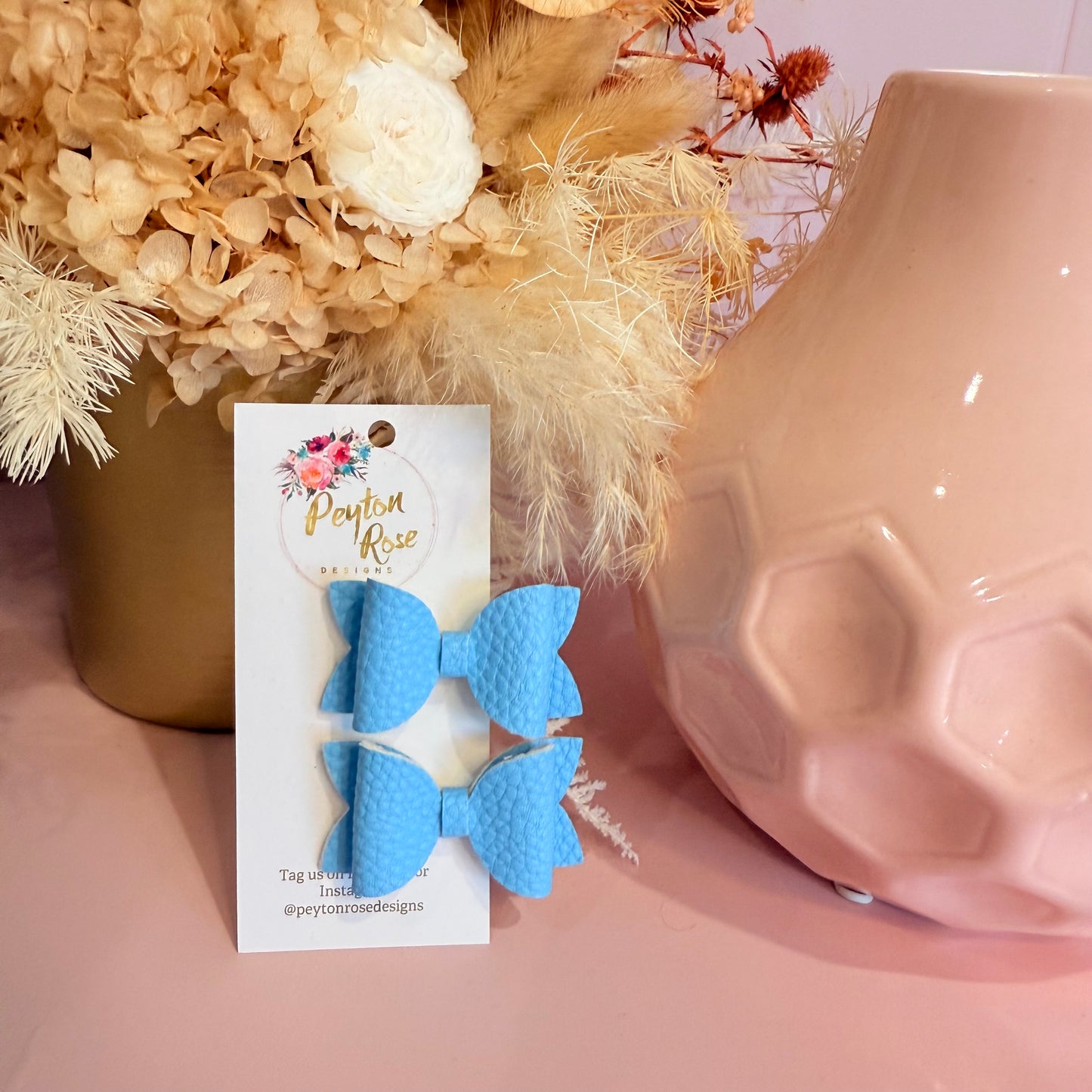 Betty Bows - Blue Litchi Piggy Tail Clips