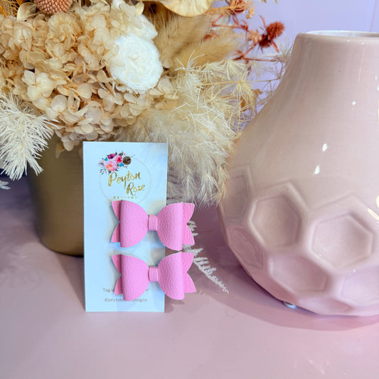 Betty Bows - Candy Pink litchi Piggy Tail Clips