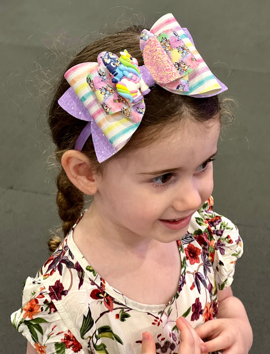 Mega Headband - Rainbow Blue dog & Unicorn