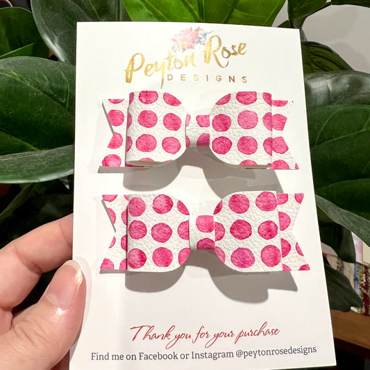 Ivy Bow - Pink polka dot