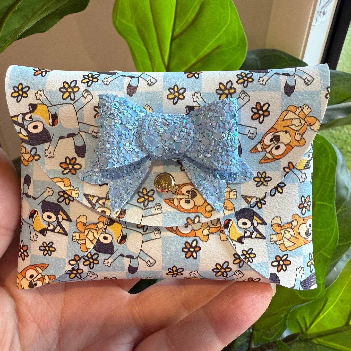 Coin Purse - Blue girl dog daisy