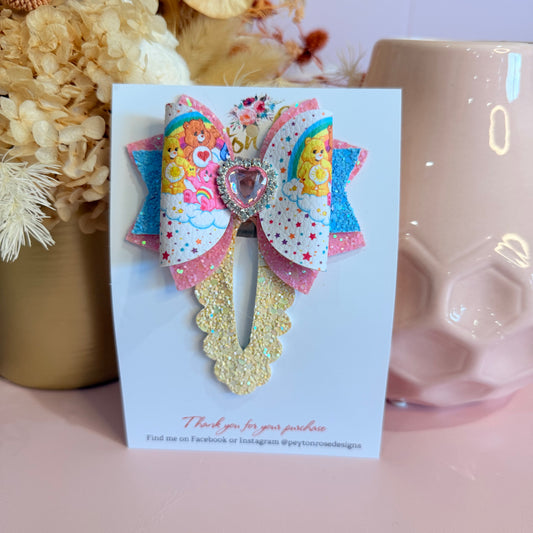 Snap Clip Bow - Rainbow bears 2