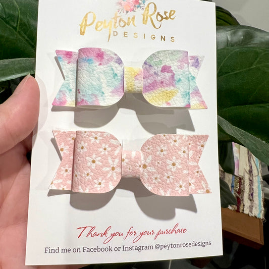 Ivy Bow - Pastel & Pink daisy set