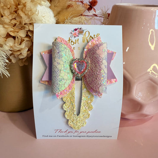 Snap Clip Bow - Pastel Glitter