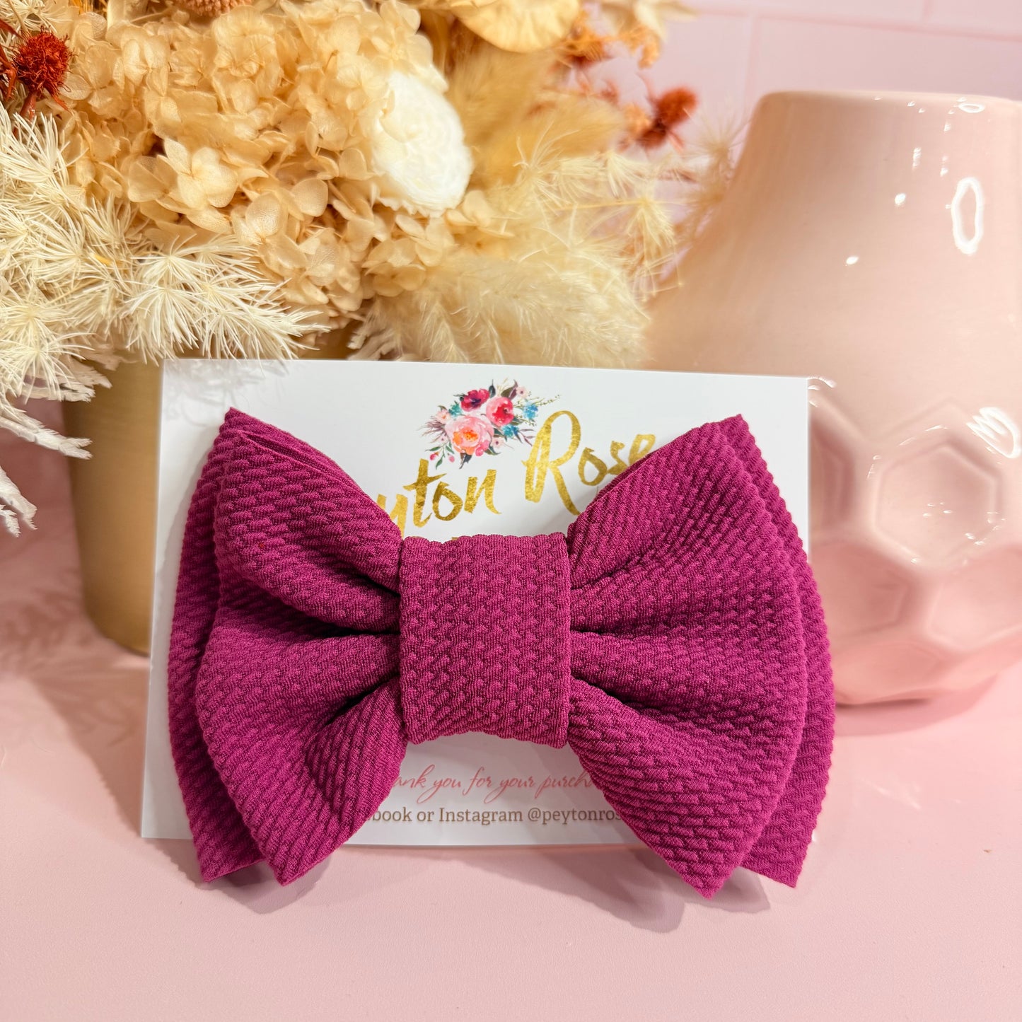 Rosie Fabric Bow - Magenta