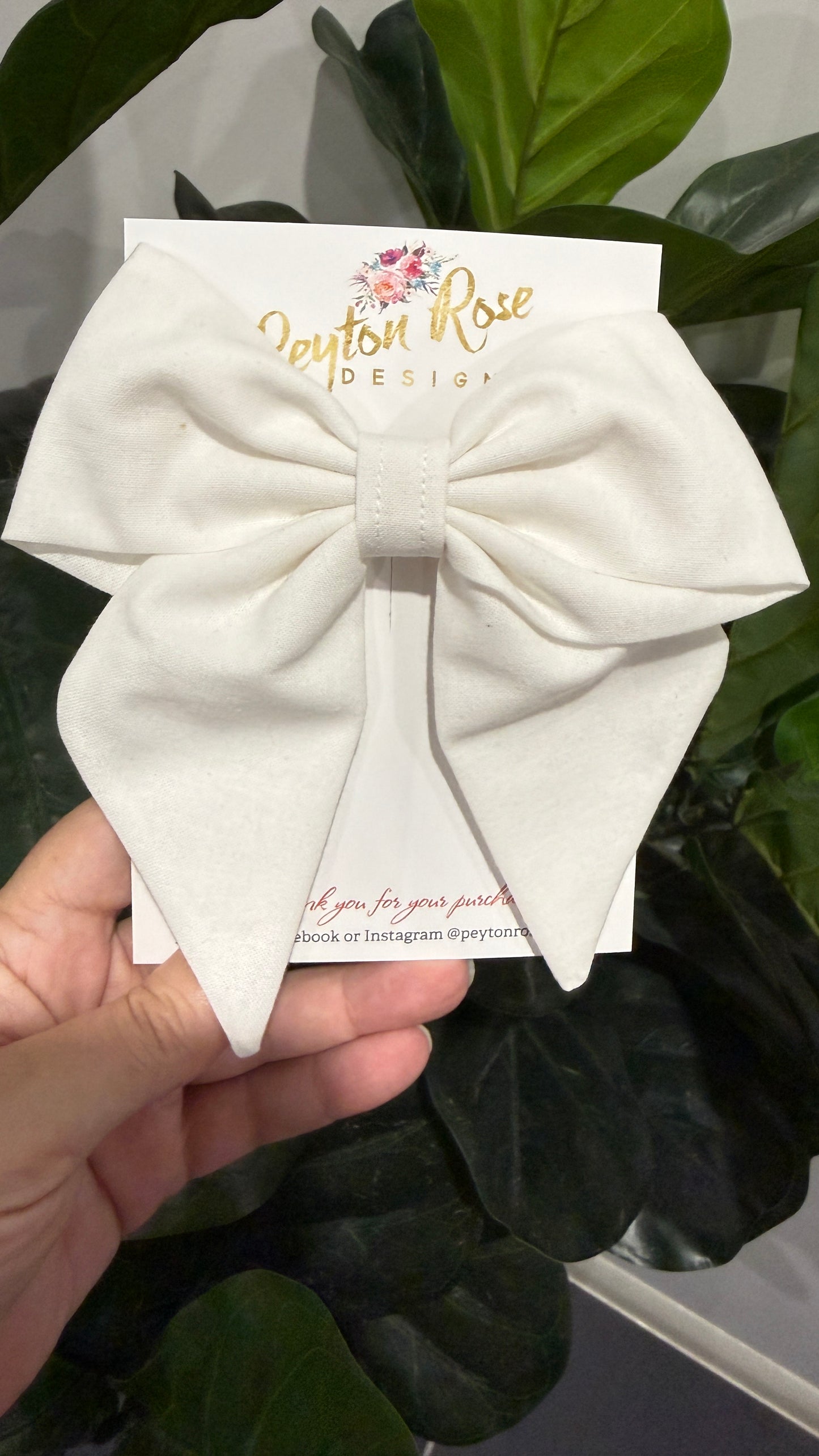 Large Fabric Bow Clip - White