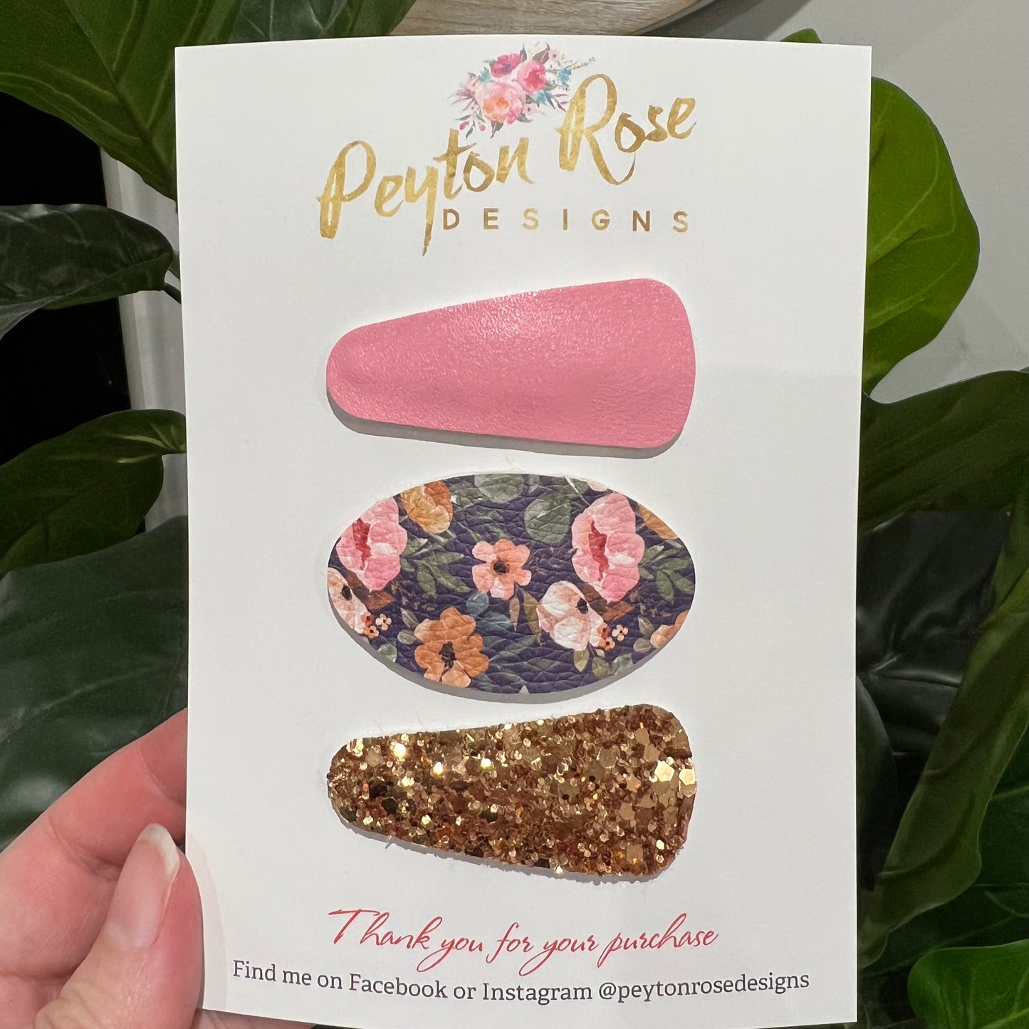 Snap Clip Set - Pink Navy floral