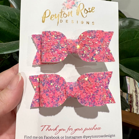Ivy Bow - Glitter - Hot pink