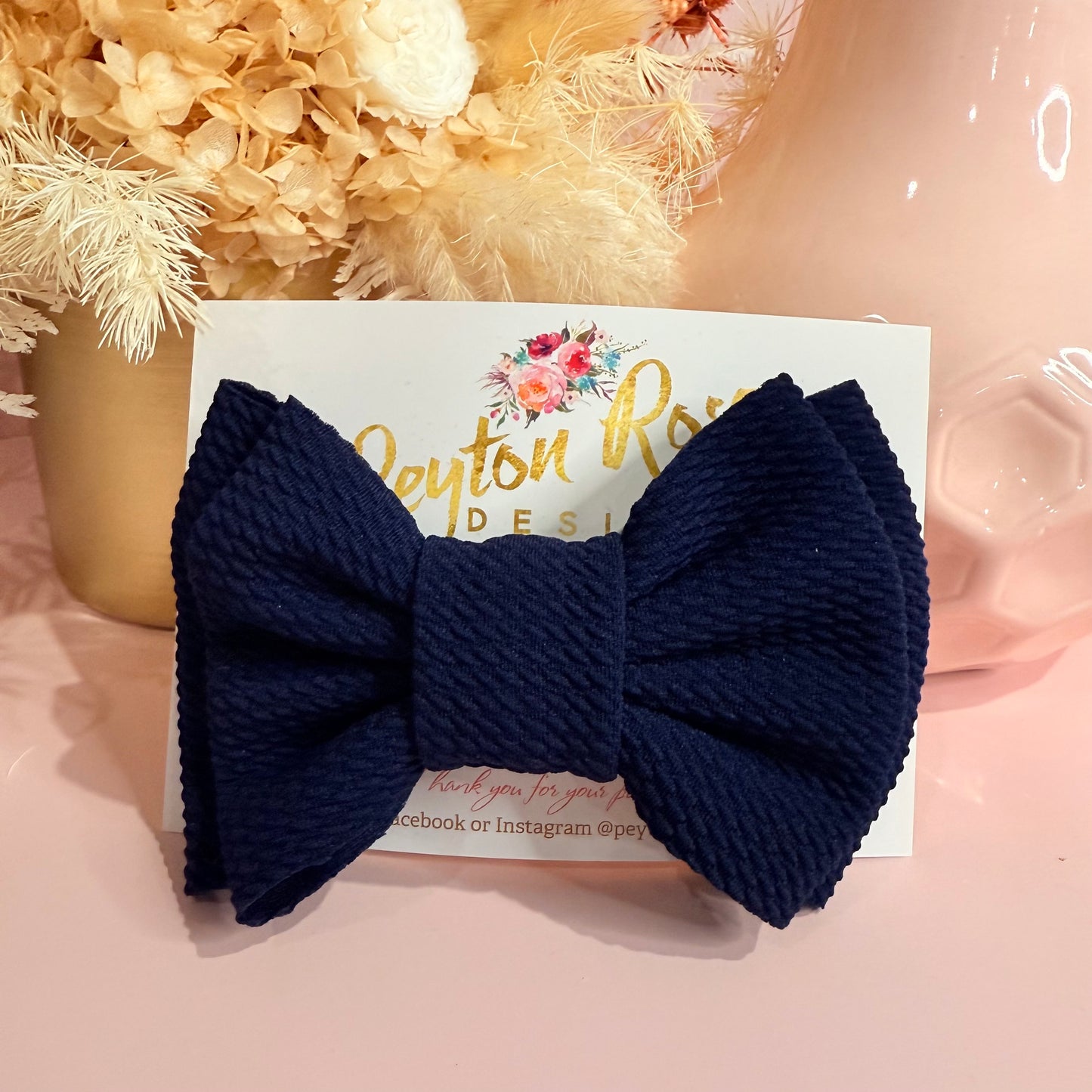 Rosie Fabric Bow - Navy