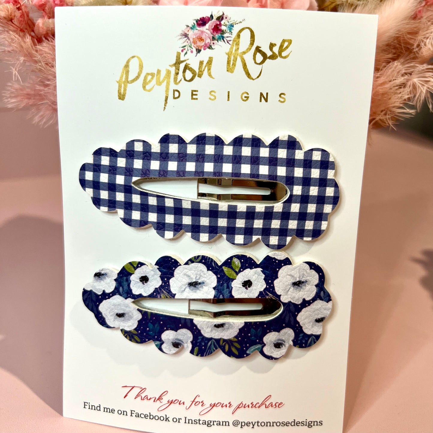 Snap Clip Set - Navy floral