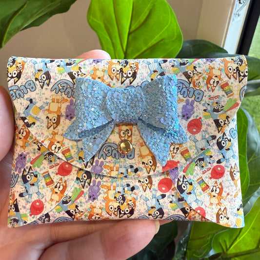 Coin Purse - Blue girl dog party