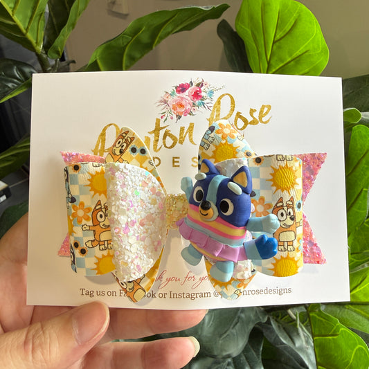 Deluxe Princess Bow - Blue girl dog swimming