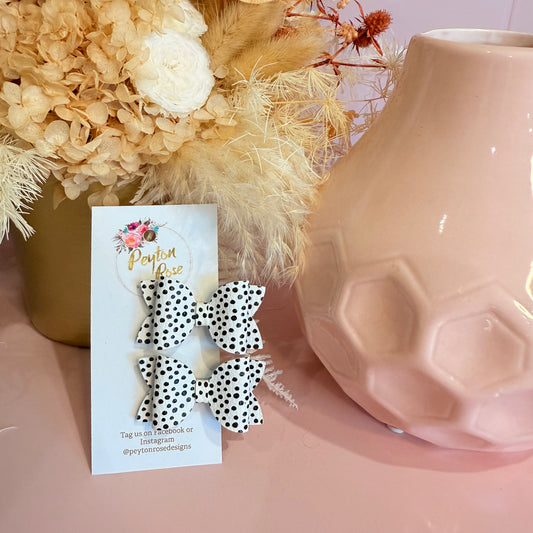 Betty Bows - Black & White spot Piggy Tail Clips