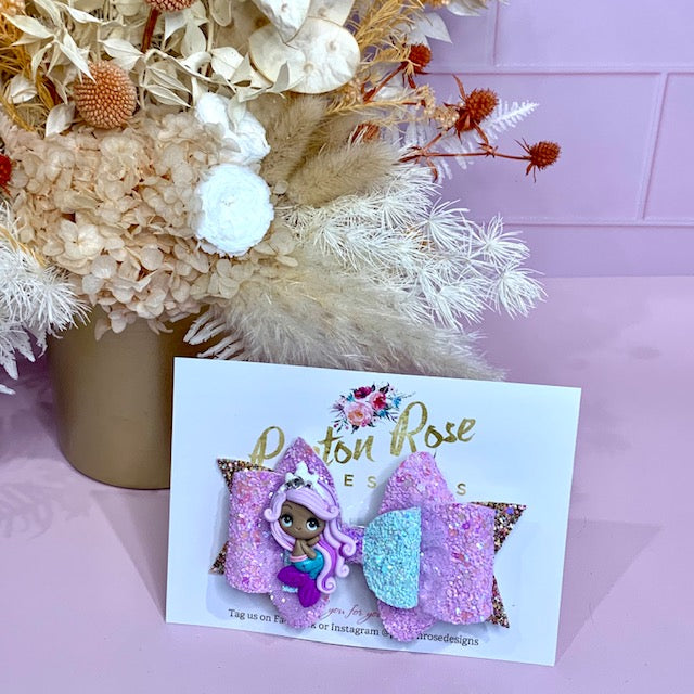 Deluxe Princess Bow - Mermaid Teal & Purple