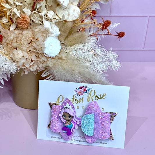 Deluxe Princess Bow - Mermaid Teal & Purple