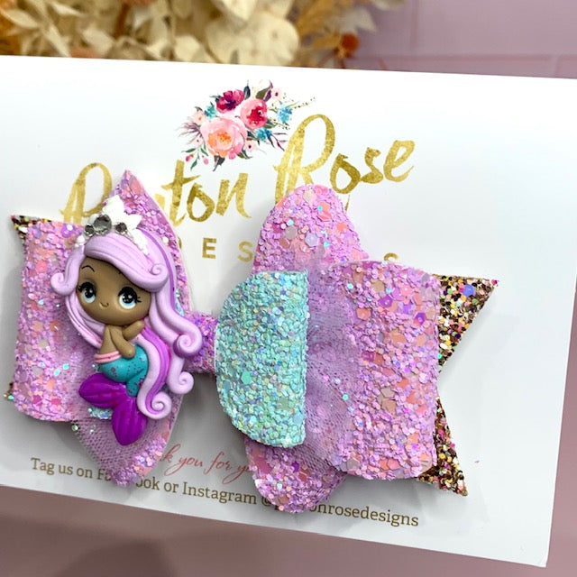 Deluxe Princess Bow - Mermaid Teal & Purple