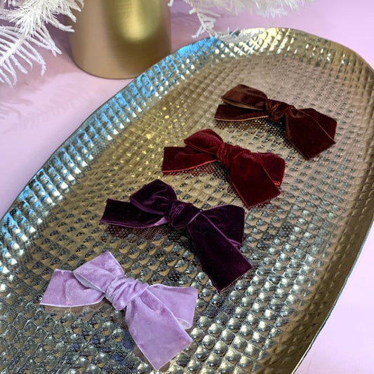Ivy Bow - Velvet Ribbon - Purples, Maroon, Brown
