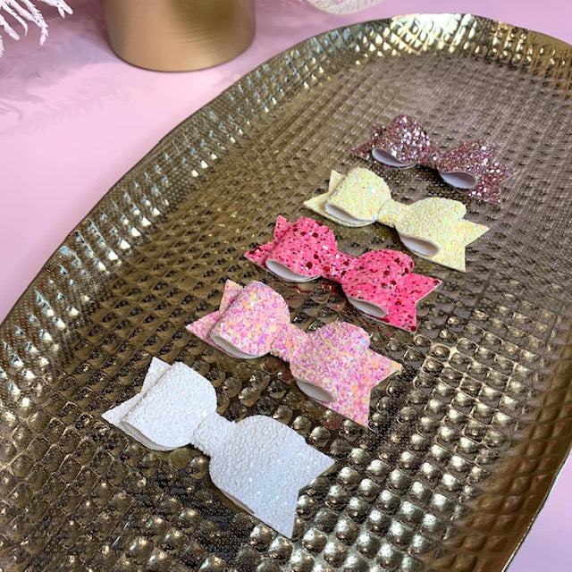 Ivy Bow - Glitter - White, Pink, Yellow