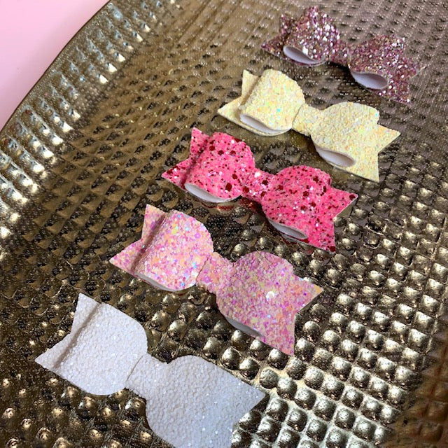 Ivy Bow - Glitter - White, Pink, Yellow