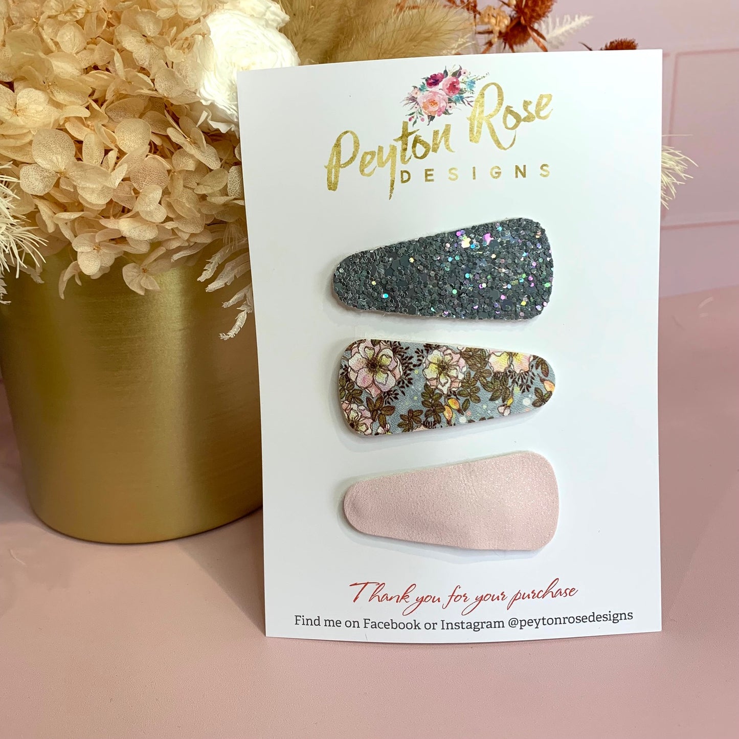 Snap Clip Set - Blue Florals