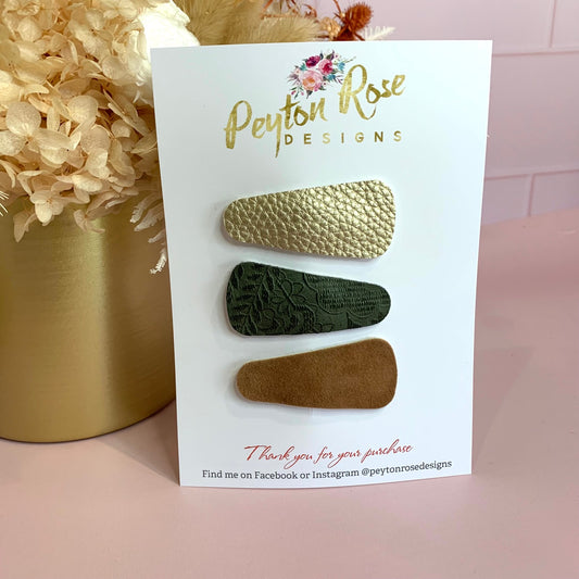 Snap Clip Set - Green & Brown