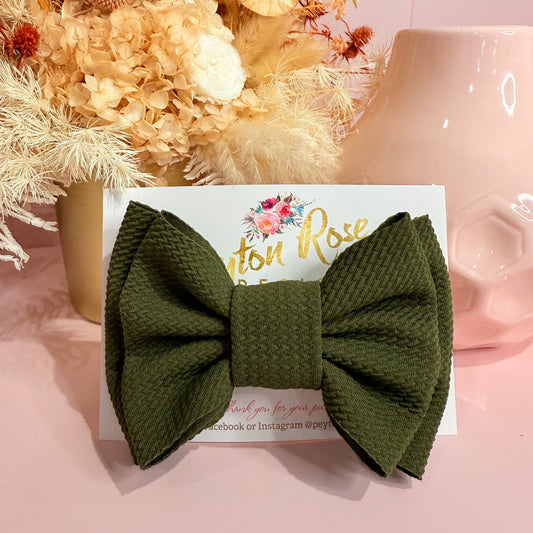 Rosie Fabric Bow - Olive Green