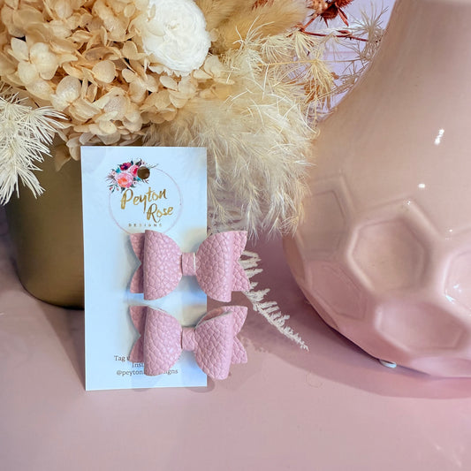 Betty Bows - Pale Pink litchi Piggy Tail Clips