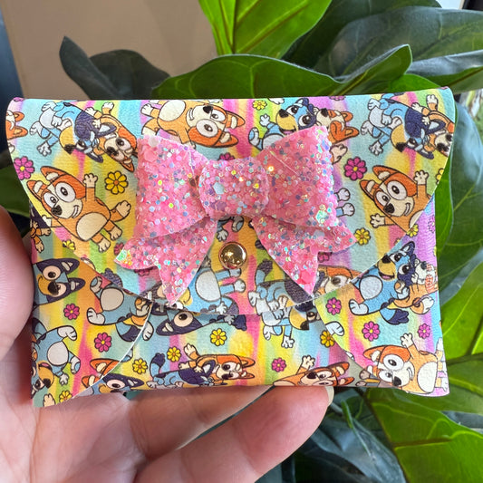 Coin Purse - Blue girl dog rainbow