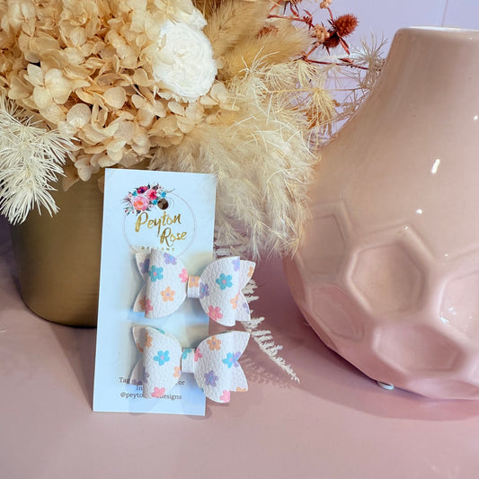 Betty Bows - Pastel floral Piggy Tail Clips