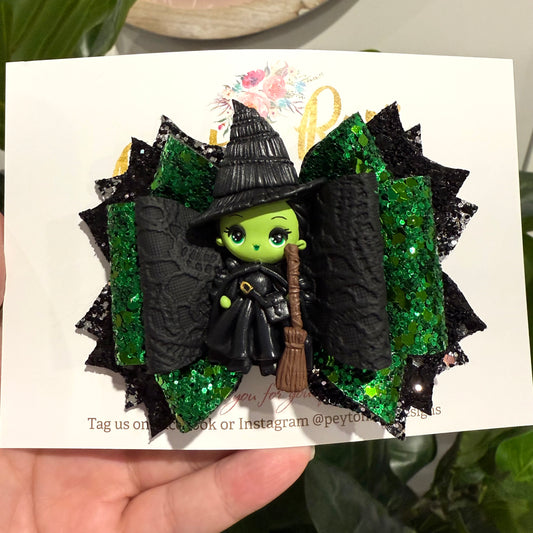 Deluxe Princess Bow - Green (Wicked Witch) themed