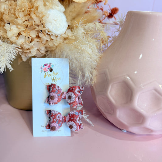 Betty Bows - Rusty floral Piggy Tail Clips