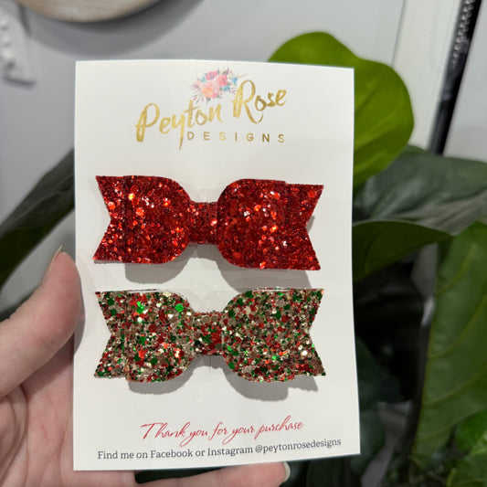 Ivy Bow - Glitter Red
