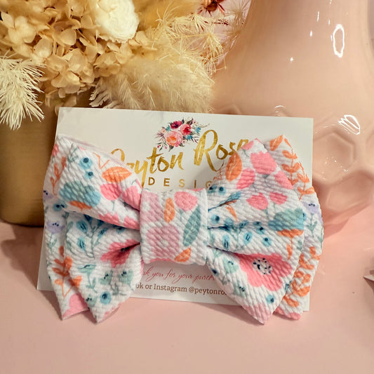 Rosie Fabric Bow - Peachy Floral